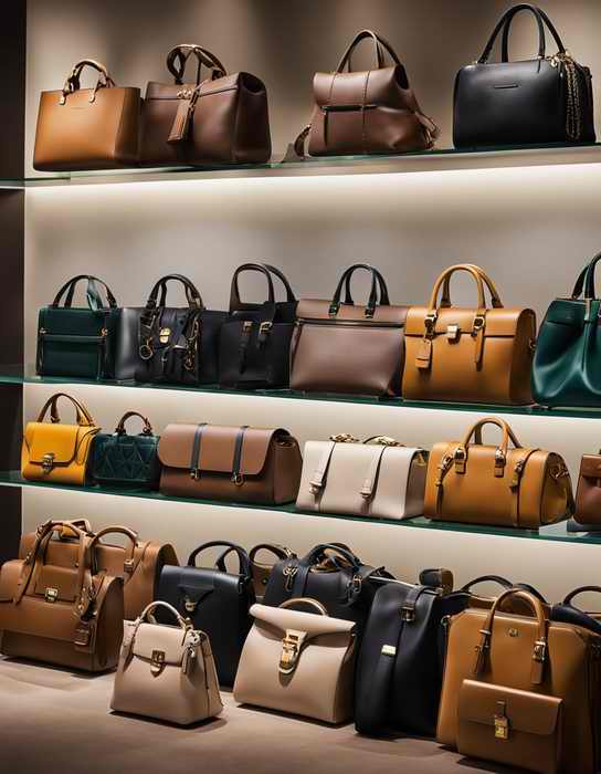 A display of high-end replica bags, arranged neatly on shelves with soft lighting and a luxurious backdro.jpg