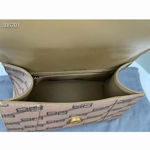 Balenciaga Women Hourglass Small Handbag Beige Brown BB Monogram Coated Canvas