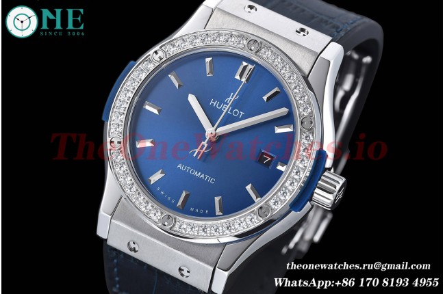 Classic Funsion 42mm Diamond SS/RU Black/Blue Dial GDF MY8215