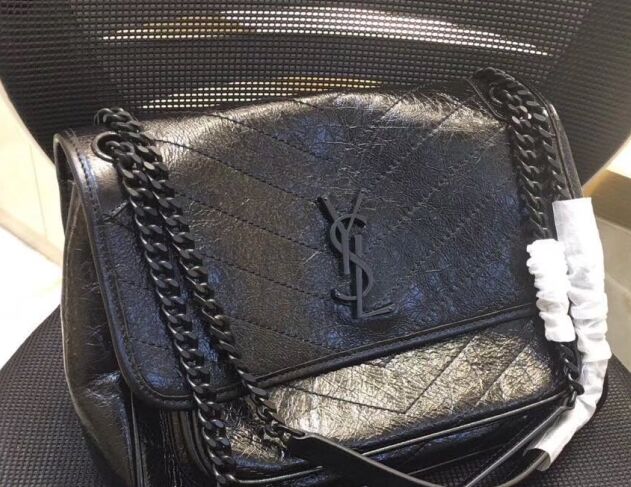 BUY ONLINE YSL NIKKI 28CM 498894 STITCH FLAP BLACK BAG