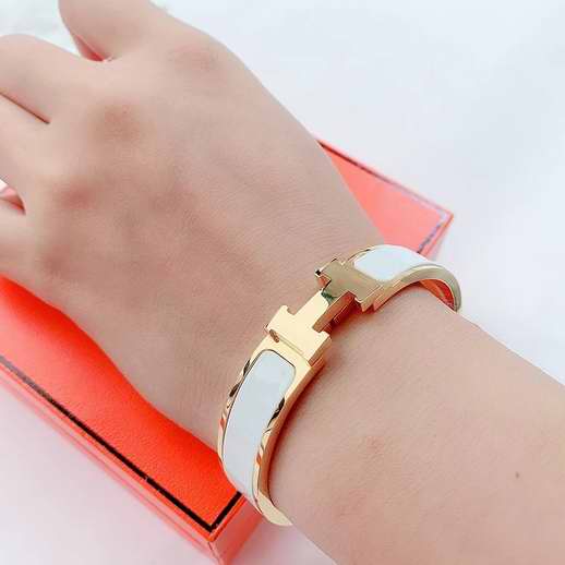 Hermes Bracelet white Metal with gold hardware