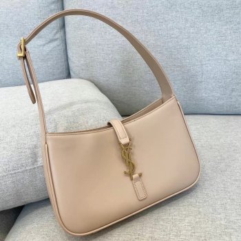 Beige Saint Laurent Le Hobo Bag In Leather