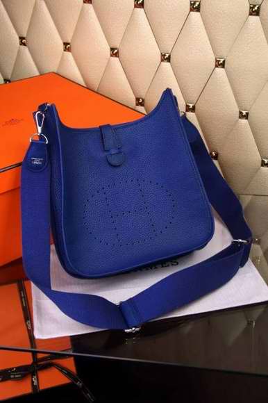 Hermes Evelyne III Togo Leather Crossbody Bag Dark Blue