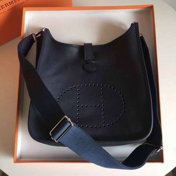 Hermes Evelyne III Togo Leather Crossbody Bag Dark Blue